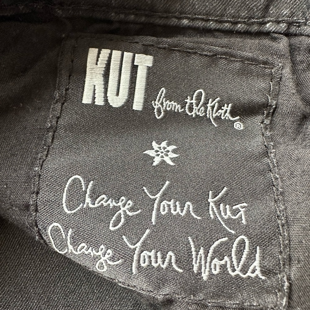 Kut from the Kloth Diana Skinny Black Subtle Herringbone Pattern Jeans Size 6 - Picture 8 of 10